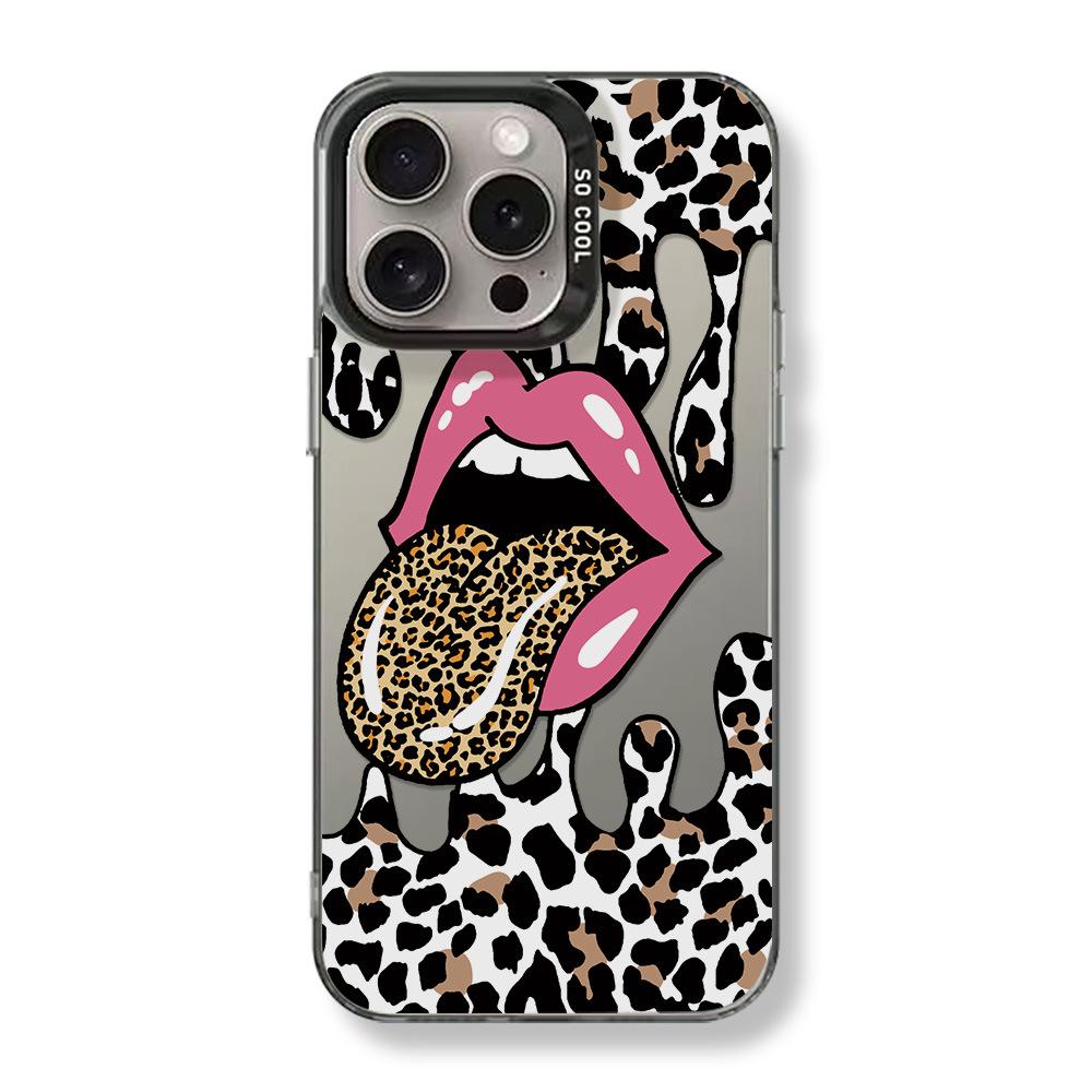 Tongue Leopard Print Is Suitable for iPhone17 Pro Max Mobile Phone Protective Case Apple 15/16 Niche 13Pro Large Hole
