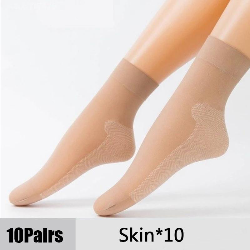 1/10Pairs Womens Anti-Slip Cotton Sock Thin Socks Casual Non-Slip Bottom Splice Spring-Autumn Transparent Ladies Breathable Sock