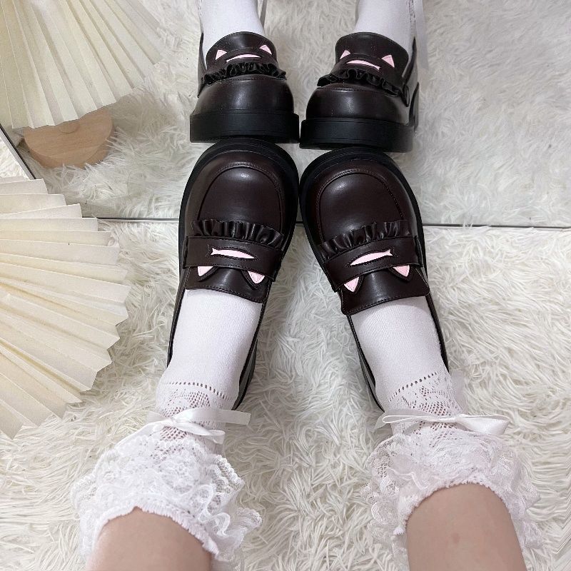 

Sweet Puff Academy Style New Height Increasing Round Head JK Uniform Shoes Super Soft Comfortable Student Shoes Lolita 40 коричневый