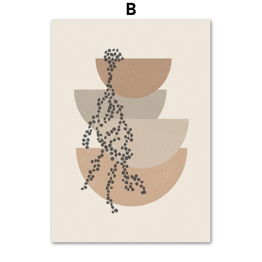 Canvas Painting Abstract Geometry Vase Leaf Sun Boho Posters Prints Wall Art Pictures Nordic Bedroom Living Room Home Decor