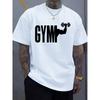 Men's Gym Graphic Tee, Casual Round Neck Short Sleeve T-Shirt, Geometric Print, Lightweight Summer Top, Regular Fit, for Daily Wear