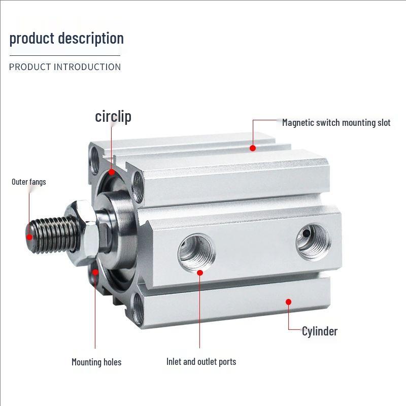 SDA Series External Thread Non-Magnetic Thin Cylinder (SDA20-100) Mini Pneumatic