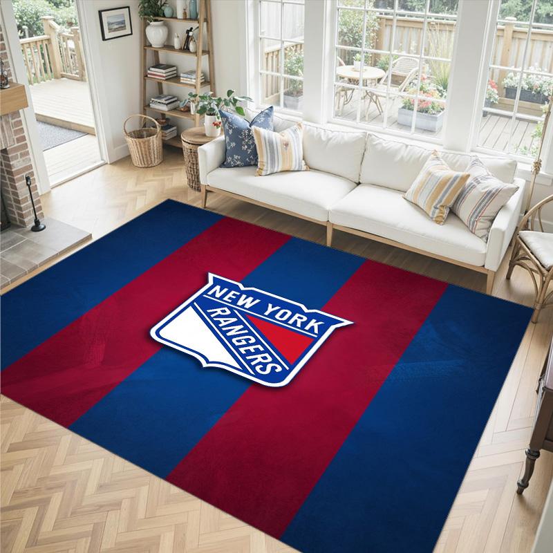 New York Rangers Design Crystal Velvet Carpet Cozy Non?Slip Printed Rug For Bedroom Living Room Entrance