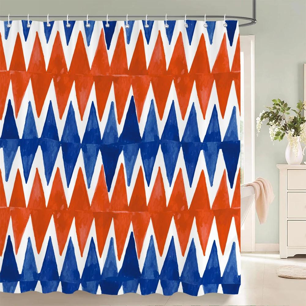 

High Quality Cartoon Geometry Printed Fabric Shower Curtains Bath Screen Waterproof Products Bathroom Decorate With 12 Hooks W60H190(CM)-1 Pcs