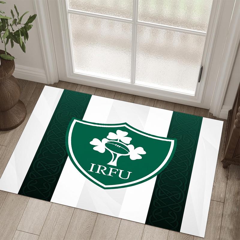 Ireland Rugby Design Crystal Velvet Carpet Cozy Non?Slip Printed Rug For Bedroom Living Room Entrance