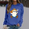 Women's Fashion Long Sleeve Halloween Print Round Neck Sweatshirt Top