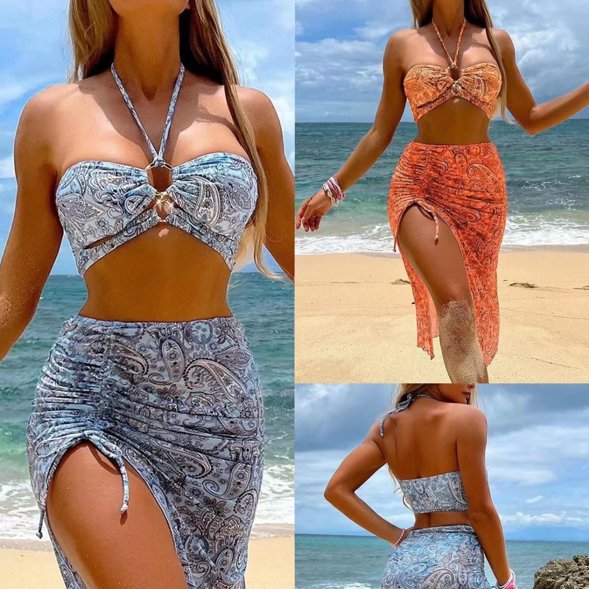 

2025 New Three-Piece Women s High-End Bikini Swimsuit Set Extra Large сірий колір
