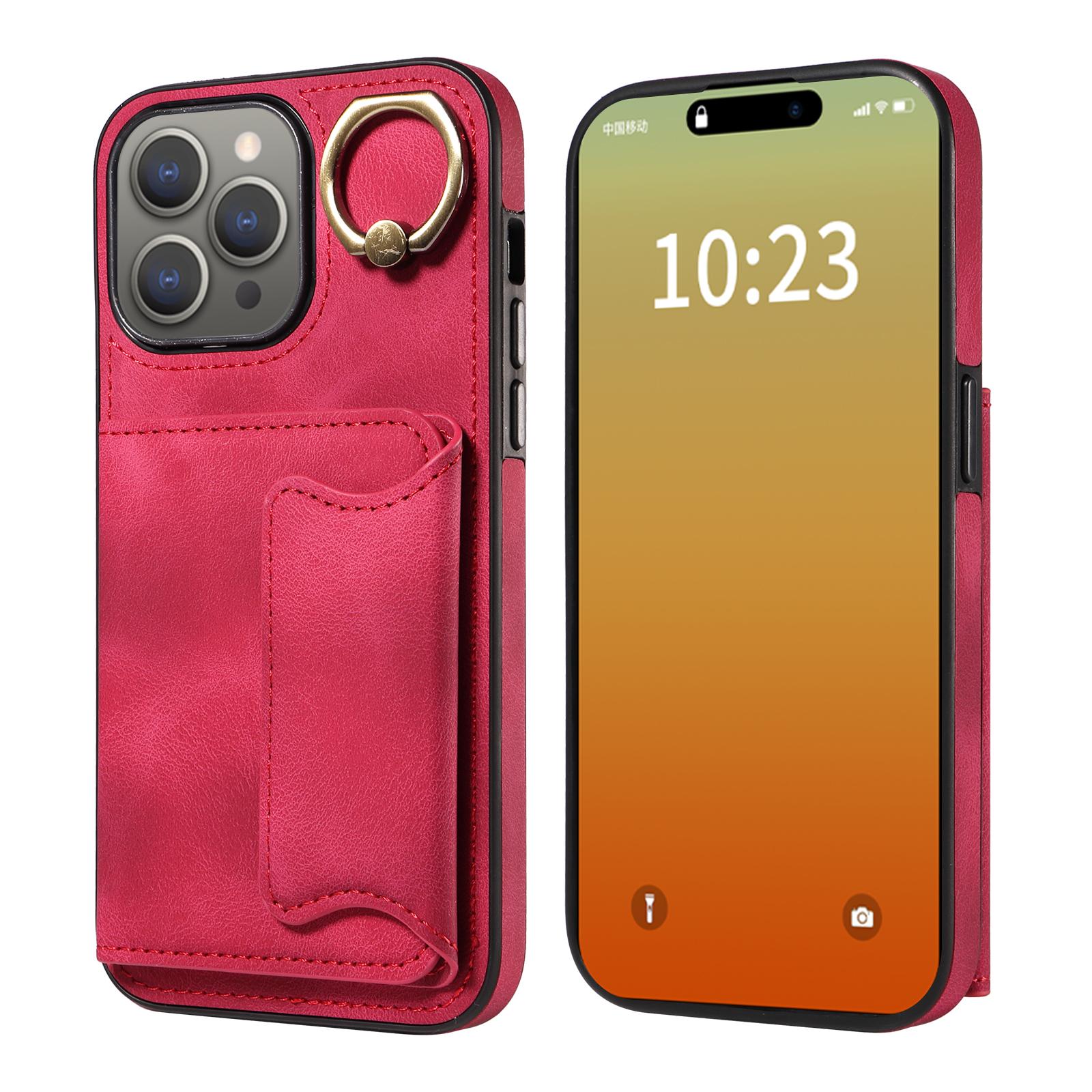 

Чехол-держатель для карт с кольцом и слотами для телефона для iPhone 15 серии. Для iPhone 15, iPhone 15 Plus, iPhone 15 Pro, iPhone 15 Pro Max iPhone 15 красный