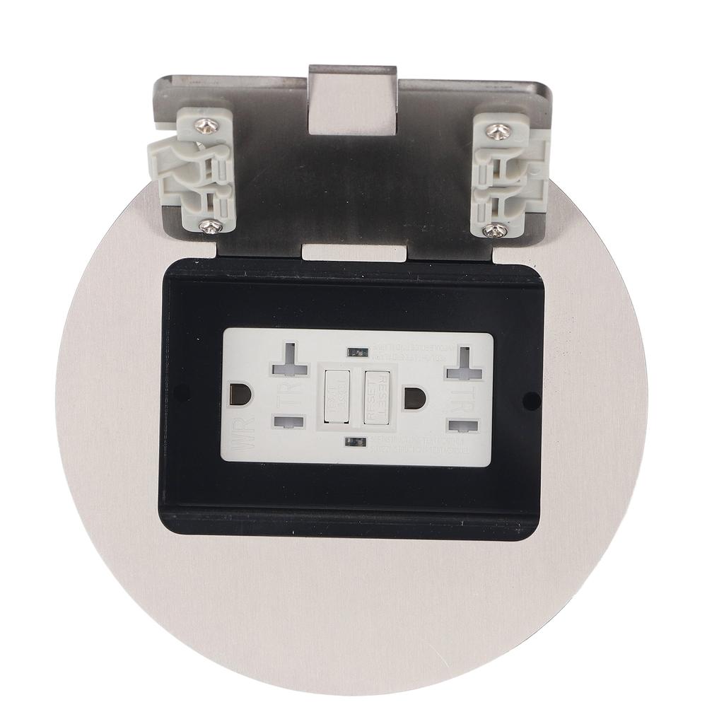 Bodeneinbaudose 20A Doppel 3-polige Standardsteckdosen Edelstahl Rund Elektrische Steckdose