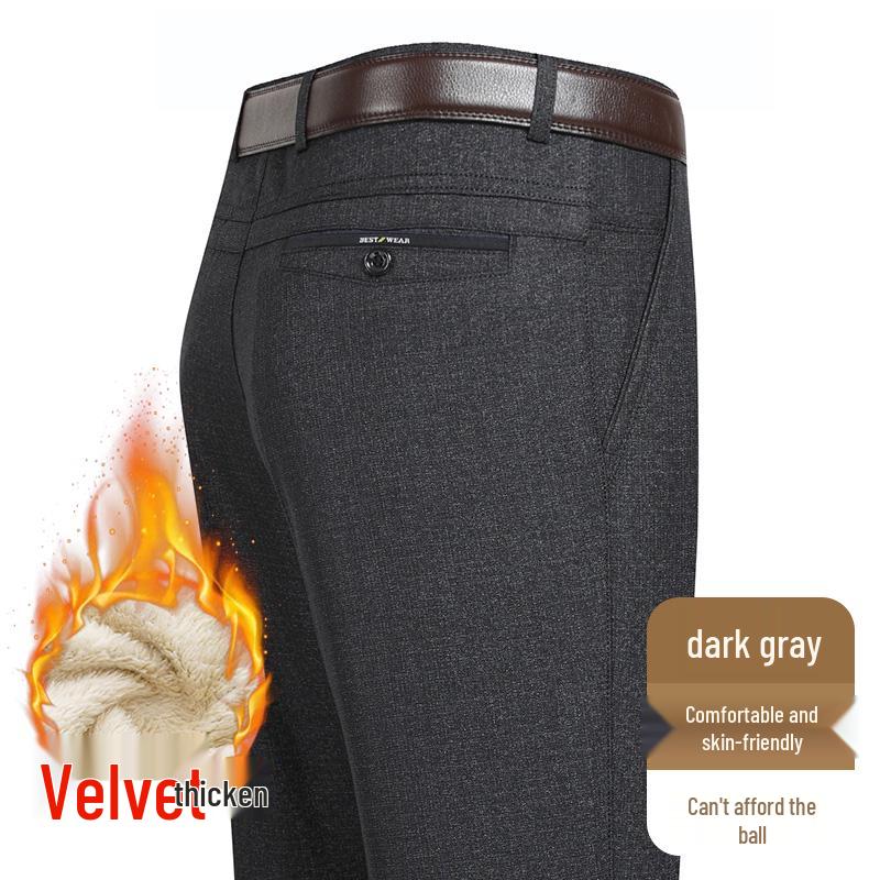 

Hengyuanxiang Мужские повседневные осенне-зимние брюки с толстым плюшем для мужчин среднего и пожилого возраста 32 Waist 25 inches