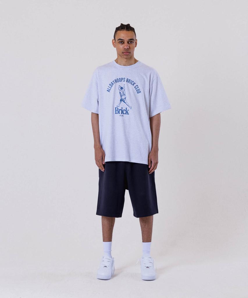 ALL DAY HOOPS Brick Club Oversized Short Sleeve T-Shirt Melange White