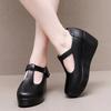 6cm Small Size 32-43 Vintage All Match Comfortable Shallow Soft Leather Mary Janes 2025 Fall Med Heels Platform Wedges Shoes Mom