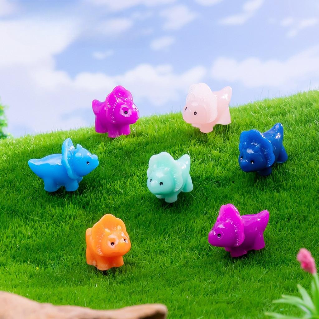 

10 шт. мини мультицветные трицератопсы динозавры миниатюры DIY украшения из смолы сказочный сад украшения мох террариум микропейзаж 1.5x2.1cm разноцветный