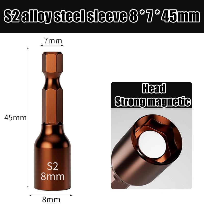Strong Magnetic Extended S2 Air Cannon Hexagonal Socket, High-quality Vanadium Steel 6mm Electric Wrench Hexagonal Socket