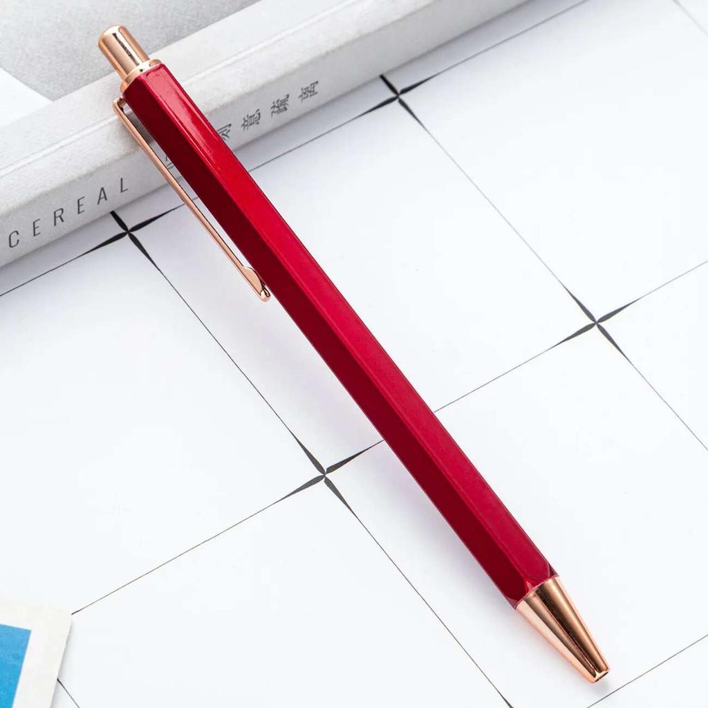 1 Piece Creative Ballpoint Hexagon Metal press Pen Stationery School Office Supplies