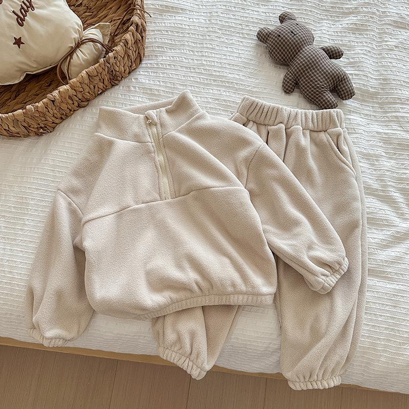 

Детский флисовый костюм на осень 2025 года: Комплект верхней одежды из двух частей с воротником-стойкой и флисовой подкладкой 140 cm абрикосовый