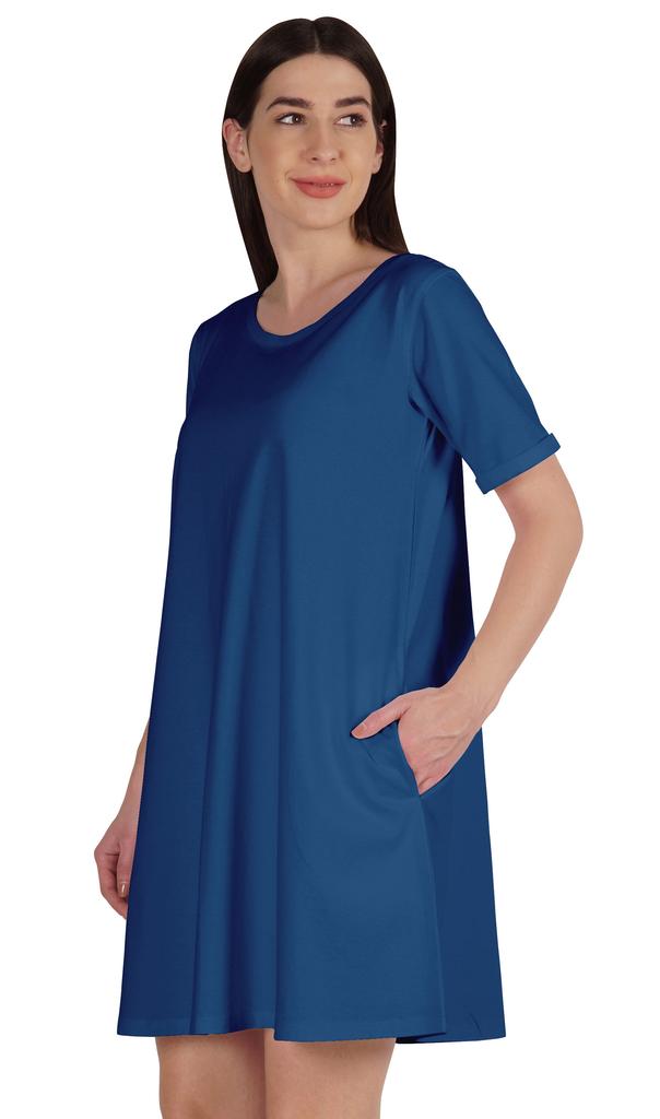 Inkmeso Vestido swing com bolsos verão algodão túnica camiseta vestido para mulheres