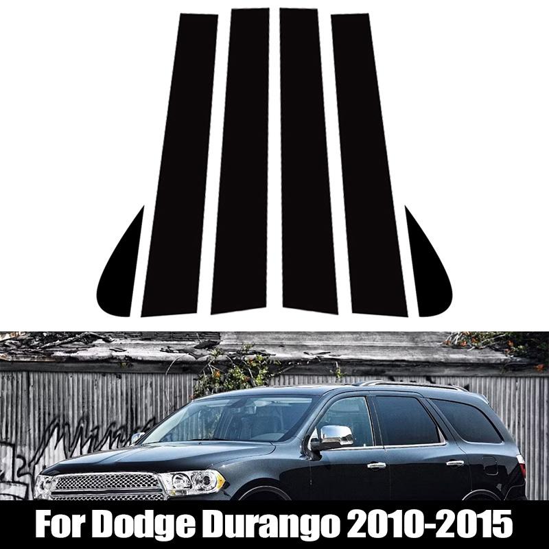 6Pcs Fit For Dodge Durango 2010-2015 Glossy Black PC Material Mirror Effect Car Door Window Center Middle BC Pillar Post Column Cover Trim