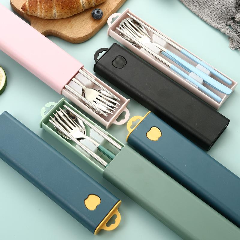 Korean 304 Stainless Steel Portable Tableware Three-piece Set Tableware Fork Spoon Chopstick Set