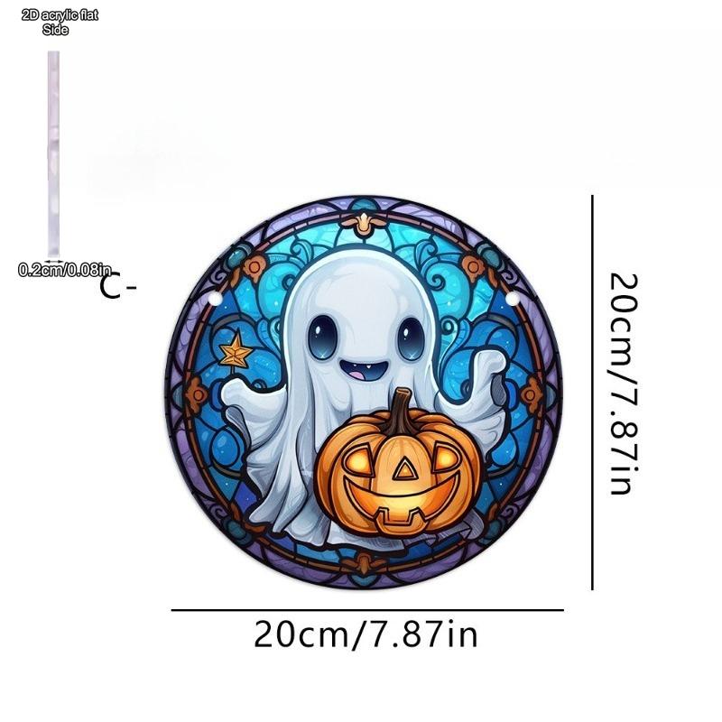 Halloween Ghost Sun Catcher - Circular Acrylic Sign, Acrylic Desktop Ornament, Wall Decor Art, Four Seasons Decoration, Novelty Home Decor