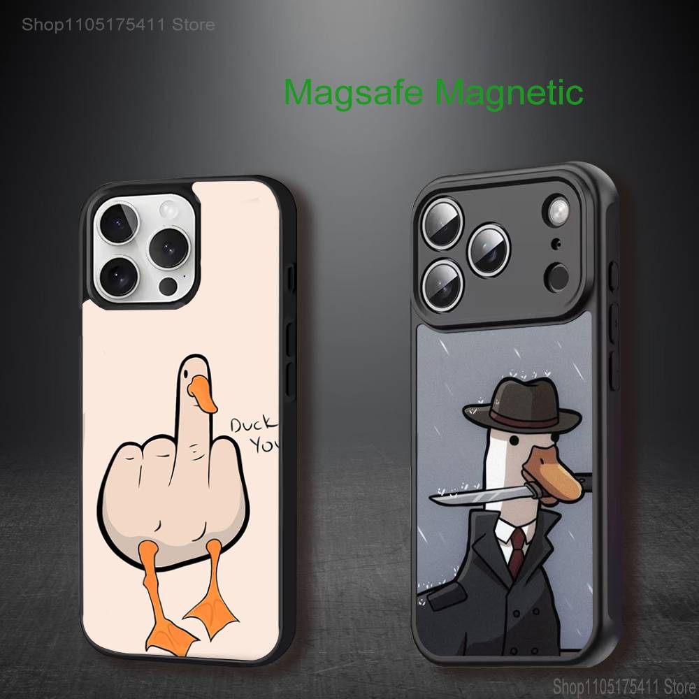 Funny D-Duck Cartoon Phone Case For iPhone 17,16,15,14,13,12,11,Pro,Max,Plus,Mini,SE4,E For Magsafe Wireless