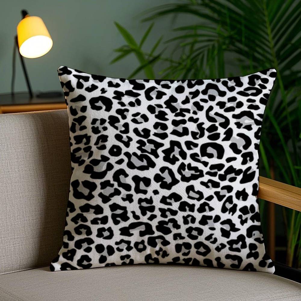 Y2k Fashion Leopard Print Pillow Case Sofa Short Plush Double-sided HD Printing Room Home Office Gift Cushion Cover