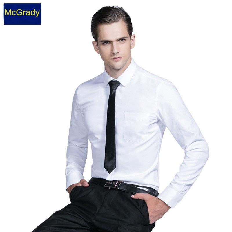 Cheap White Shirt Men's Long Sleeve Slim Fit Men's Business White
