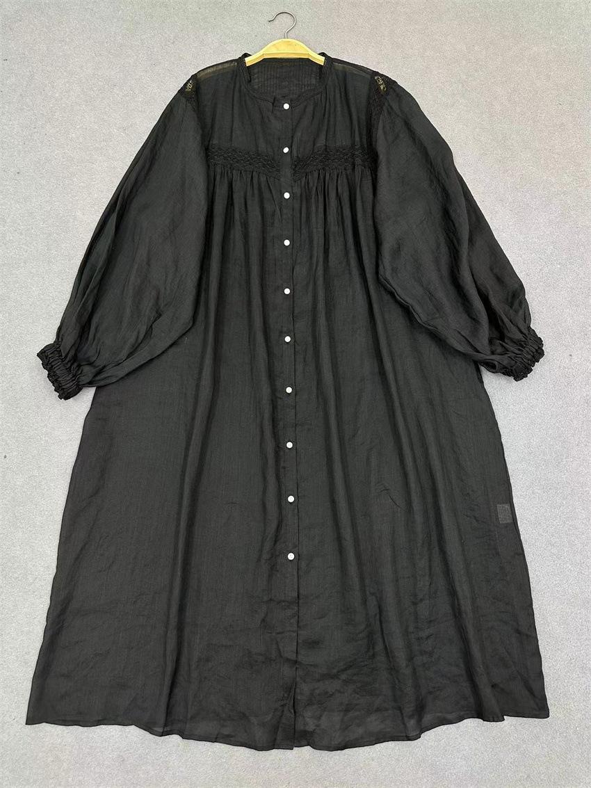 

Johnature Аккордеон Со складками Свободное платье с напуском Женское летнее японское платье Летние солнцезащитные платья One Size чёрный