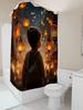 Boy and Lanterns Shower Curtain | Magical Night Bathroom Decor