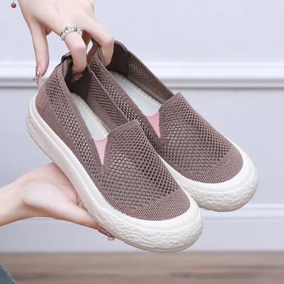 Chaussures décontractées pour femmes automne 2024 chaussures plates à semelle souple et à bouche peu profonde chaussures de marche antidérapantes respirantes à semelle épaisse en maille Zapatos