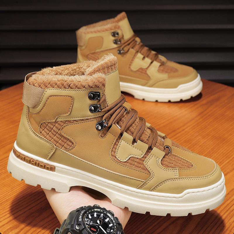 

Хлопковая обувь мужская новая зимняя с высоким голенищем ботинки Мартина мужские бархатные теплые утолщенные хлопковые ботинки для улицы Северо-восточные сноубутсы 44 хаки