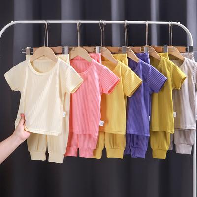 Children's Casual Home Wear Summer Boys and Girls Solid Color Pajamas