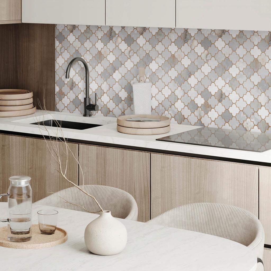 Vinyl Wall Panel with Print for Dining Room 100X50 Cm Mosaic Pattern with Shapes