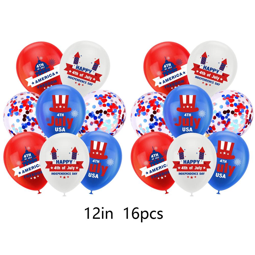 Vlastenecké party dekorace ke 4. červenci zahrnují banner, ozdoby na dort a balónky