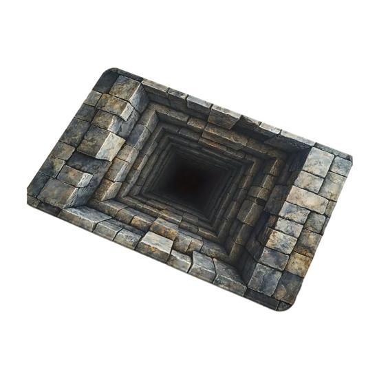 3D Hole Rug Realistic Optical Illusion Rug Funny Bottomless Pit Doormat Absorbent Non-slip Floor Mat for Bathroom Living Room Entryway