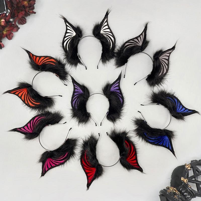 Gothic Bat Creature Ears Headpiece Cosplay Plush Hair Hoop Props For Role Play And Costume Event LARP