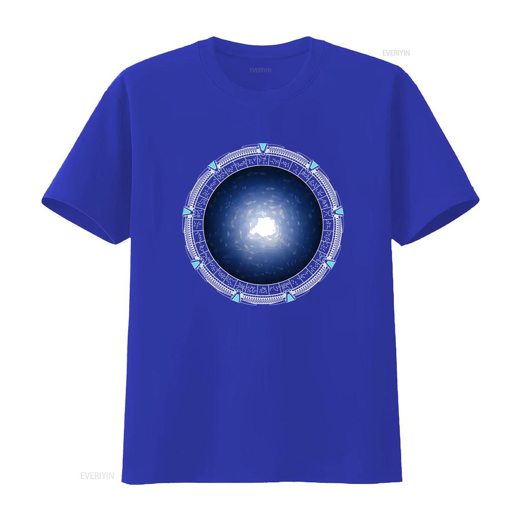 Stargate Atlantis Inspired Colorful Adult T Shirt Sci Fi Portal Design for Fans vintage Washed Slightly streetwear Stylish