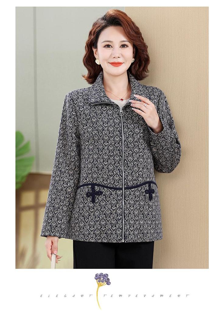 2026 New Spring Lapel Jacket for Middle-Aged & Elderly Women - Stylish Casual Top for Spring/Autumn