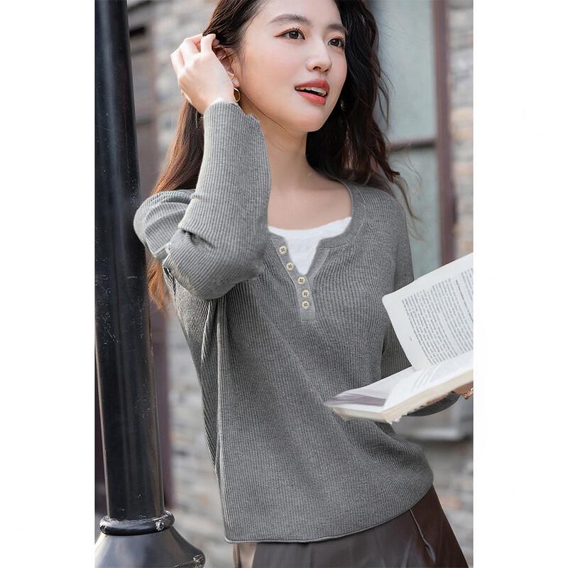 ITISF4 Fashion Faux Two-Piece Knit Sweater