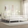 VidaXL Bed Frame with Headboard White 200x200 Cm Solid Wood 3194462