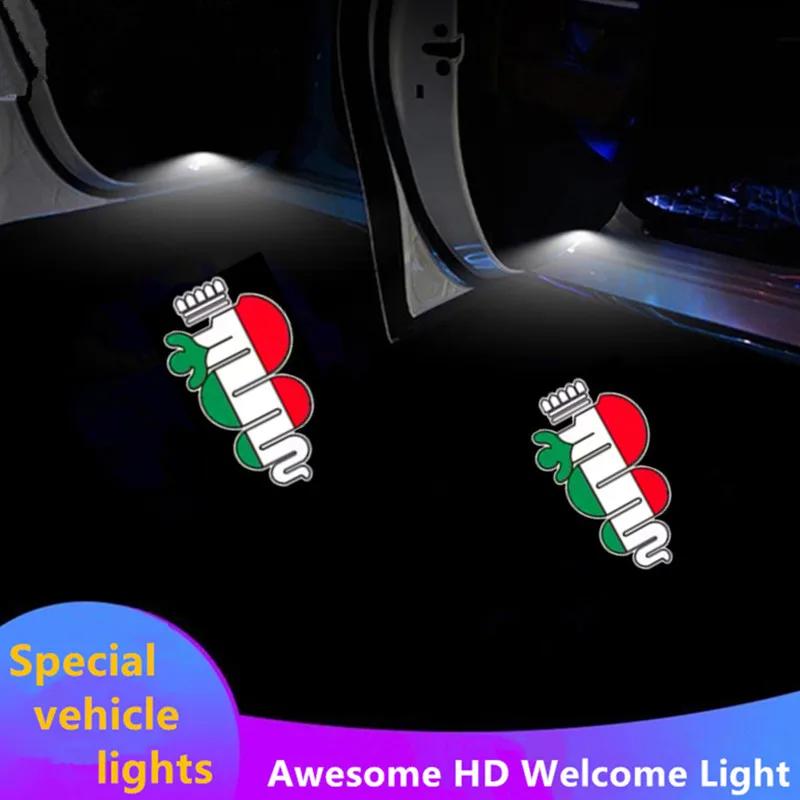 LED Emblem Lamp Car Door Projector Logo Welcome Light For Alfa Romeo 159 Mito Stelvio Brera Spider Giulietta Giulia AccessoriesKB1