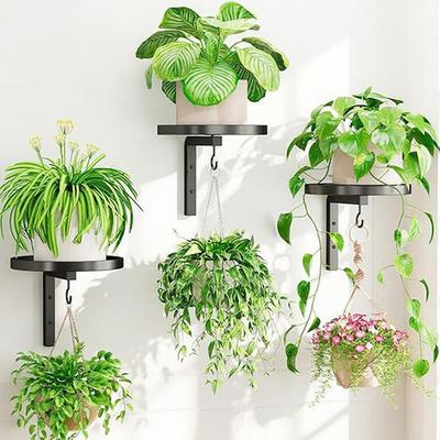 Väggmonterad Växthållare med Krok Kraftig Metallväxthängare Flytande Blomsterställ för Inomhus och Utomhusbruk