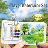 Mini Watercolor Walnut Box: Portable Travel Sketchbook & Palette