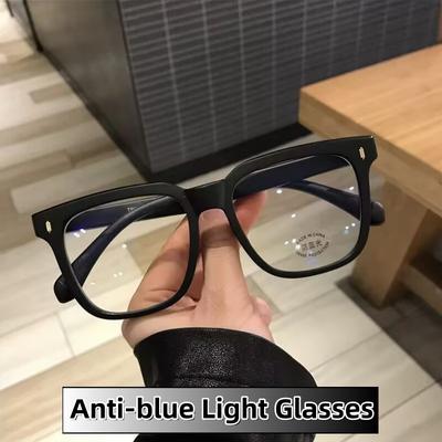 NEW Retro Large-frame Anti-blue Light Glasses Simple Square Large-frame INS Style Fashion Wear Take Decorative Glasses