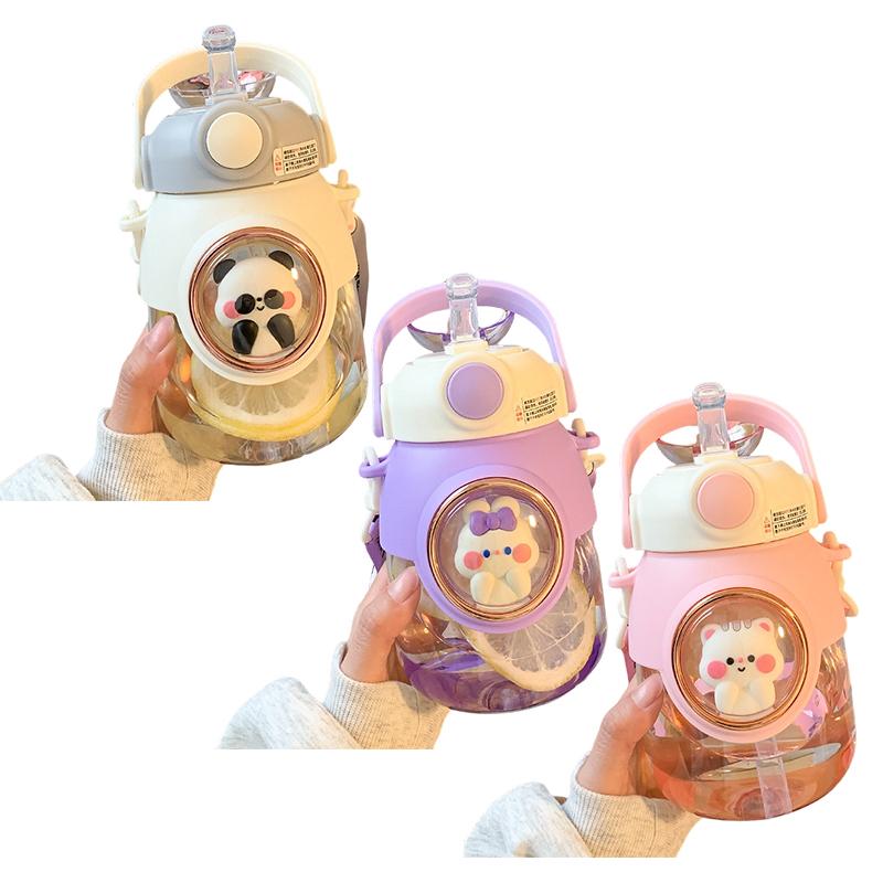 1pc Cute Straw Water Cup Large Capacity Summer New Portable Student Big Belly Plastic Cup