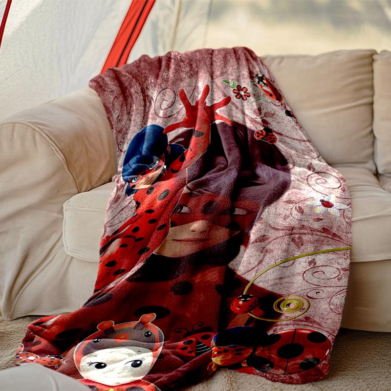 1pc Ladybug Blanket, Super Cozy Printed Home Blanket, All-Season Warmth
