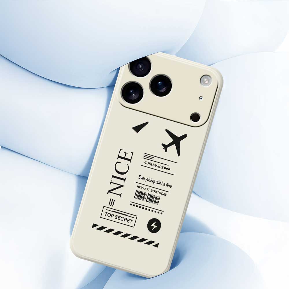 For iPhone 17 Pro Case Boarding Ticket Pattern Printing Straight Edge TPU Phone Back Cover