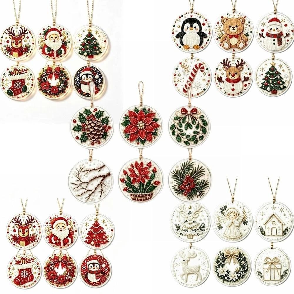 6pcs Deer Tree Christmas DIY Hanging Ornaments Santa Claus Christmas Craft Decoration Festival