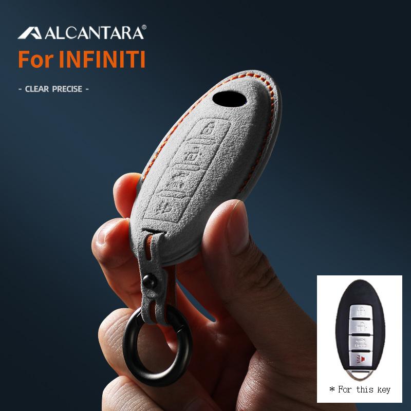 Interior Mouldings For Infiniti FX35 QX50 Q40 Q60 Q70 Q80 4 Button Alcantara Suede Car Key Case Shell Keychain Accessories