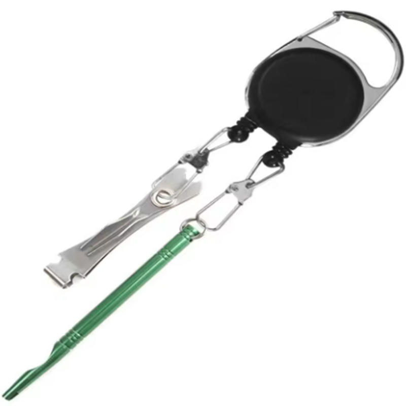 1pc Creative Double Headed Retractable Keychain Practical Badge Holder Reel with Reel Cord Durable Keyring Anti-lost Keys